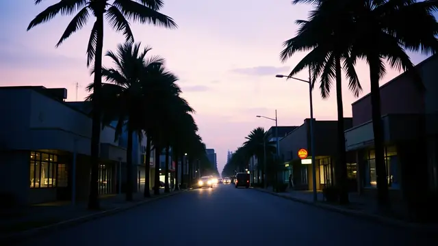 A street in Durban at dusk
